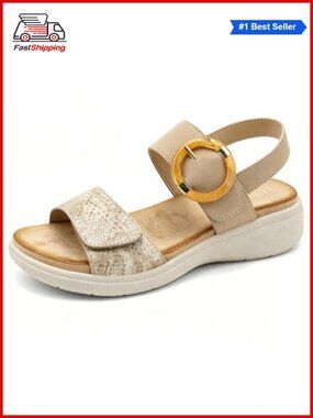 Womens Platform Sandals Low Wedge Walking Comfort Adjustable Straps